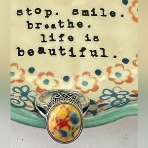 🆕️ Rainbow Calsilica silver ring